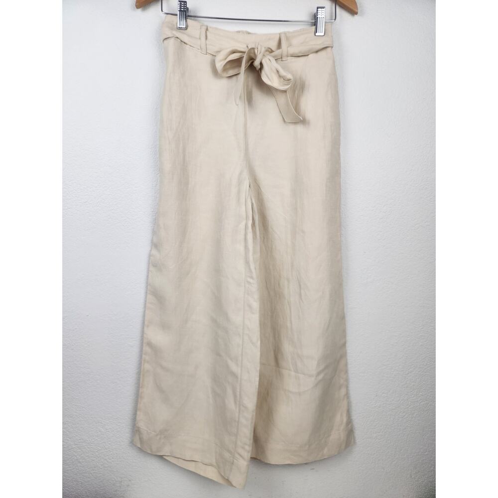 H by Halston Linen Wide Leg Pants in Cream Size XS